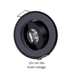 12v Mini Inbouwspot Kantelbaar Zwart