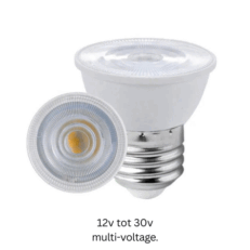 12V E27 LED Spot 5 Watt, Warm Wit, 10-30V Multi Voltage.