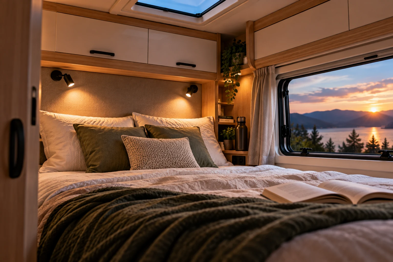 LED-leesverlichting in het slaapgedeelte van een camper