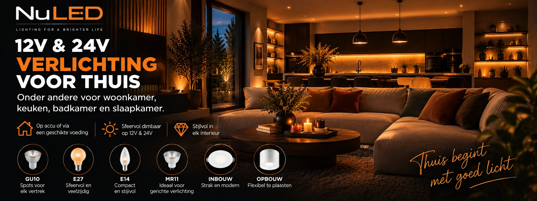 12V en 24V LED verlichting voor thuis in woonkamer keuken badkamer en slaapkamer