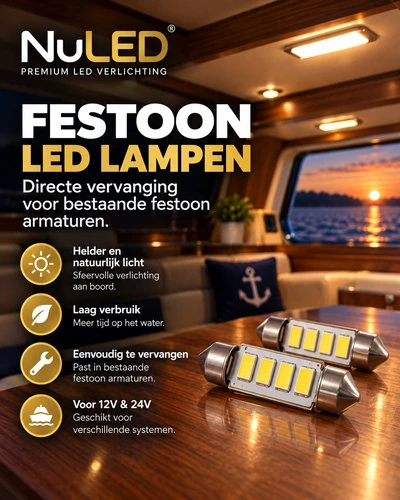 Festoon LED buislampjes voor bestaande armaturen aan boord
