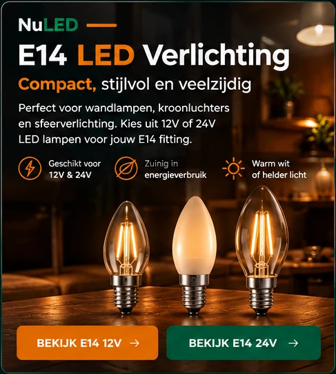 E14 LED verlichting voor 12V en 24V